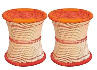 Taburete/buda ecológico de 14 pulgadas para meditación 2 piezas en rojo-naranja Foto 1 de 2