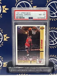 🏀🇺🇸 1991 Upper Deck Michael Jordan Promos Bulls #1 PSA8-NM-MT*rare*📈 - Bild 1 von 2