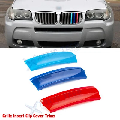 Clip de inserción de parrilla delantera deportiva tricolor en decoración para BMW X3 2007-2010 Foto 1 de 4