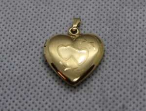 14K Yellow Gold Heart Locket Pendant 2.9g - Picture 1 of 7