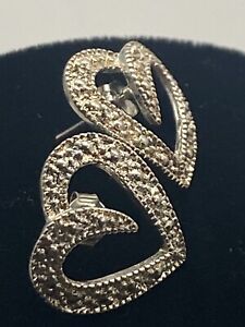 Sterling Silver 925 Heart Shaped Stud Earrings 3.43g .75 in Length ￼