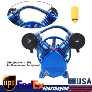 3HP 2-Piston Twin Cylinder V-Style Replacement Air Compressor Head Pump 1-Stage - Picture 1 of 19