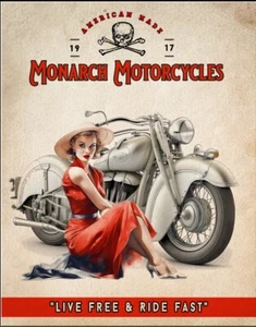 Monach Motorcycle Live Free Freedom Road Harley Service Wall Metal Tin Sign USA - Picture 1 of 4