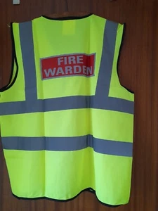 High Viz, Hi-Visibility FIRE WARDEN Safety Vest Large Waistcoat - Picture 1 of 3