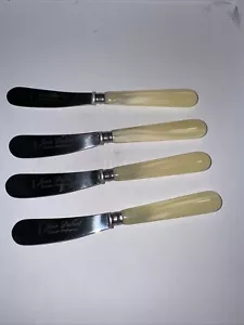 Jean Dubost BISTRO CUTLERY IVORY Stainless Silverware 4 Butter Knives - Picture 1 of 7