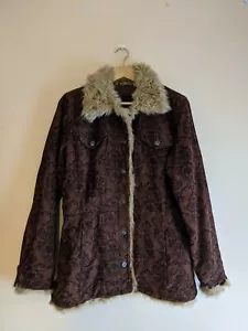 Abrigo Chaqueta Moda Piel Estilo Paisley Pana Marrón Estático - Grande Para Mujer - Imagen 1 de 7