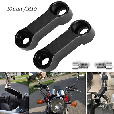 Adaptador extensor elevador de montaje en espejo de motocicleta CNC de 10 mm negro aluminio universal Foto 1 de 4