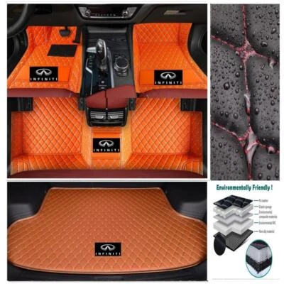 Fit For Infiniti Car Floor Mat Trunk Carpet Cargo Liner Rug Pad PU Waterproof Foto 1 de 4
