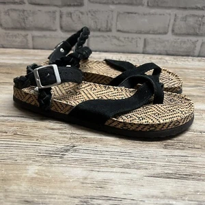 Muk Luks Womens Braided Ankle Strap Sandals Estelle Size US 8 Black - Picture 1 of 7