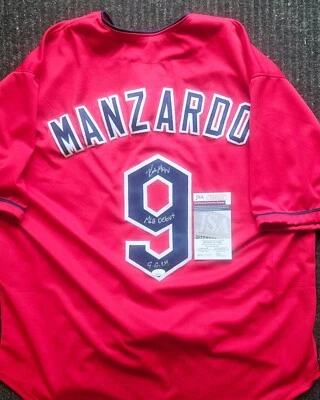 Kyle Manzardo Cleveland Guardians Signed Red Inscribed MLB DEBUT Jersey JSA - Image 1 of 2