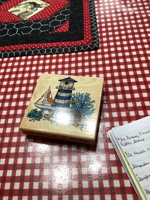 Stampendous vela bodegón madera sello goma faro coral velero Foto 1 de 2