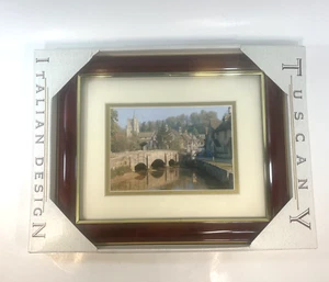 Nationa "Toskana" italienisches Design gerahmtes Bild Schloss Kämme Steinhütten - Bild 1 von 8