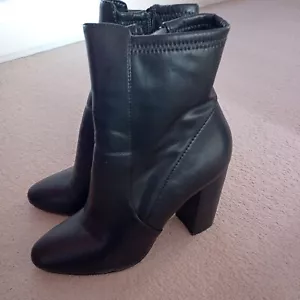 Ladies leather Ankle Boots, High Heels, Black, Size 4.5, Aldo, Excellent - Picture 1 of 6