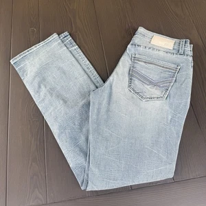 BKE Buckle Jake Straight Leg Jeans Mens 30x34 Light Blue Premium Stretch Denim - Picture 1 of 15