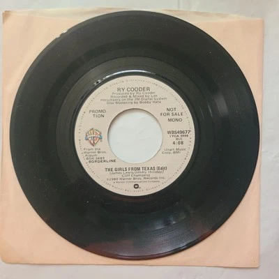 Ry Cooder ~ The Girls From Texas/ Same ~ Warner Bros. Promo 45 RPM Record - Image 1 of 4