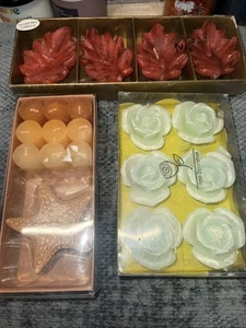 Moldes de velas vintage de 3 piezas hojas de estrellas de mar de verano y flores verdes sin perfume - Imagen 1 de 2