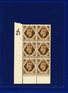1939 SG475 1s Bistre-Brown Ctrl J41 Cyl 6 sin punto Perf 6 (I/P) MNH Cat 150 £ por persona - Imagen 1 de 3