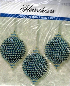 HERRSCHNERS AZURE SHIMMER SEQUIN ORNAMENT KIT SET OF 3 - Picture 1 of 1