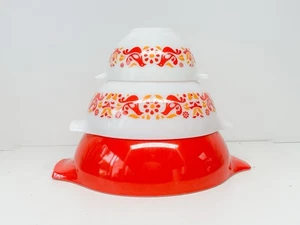 Friendship Birds Pyrex Cinderella Mixing Bowl Set 441 443 444 Vintage MCM - Picture 1 of 17