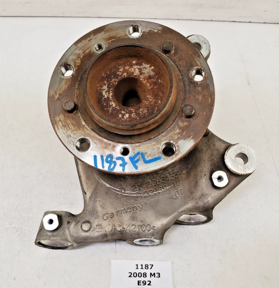 ✅ 08-13 OEM BMW E90 E92 M3 Buje delantero izquierdo Husillo Nudillo Rueda Cojinete Portador Foto 1 de 4