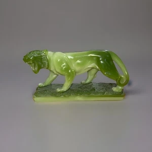 Italian Sculptor Gino Ruggeri Tiger Faux Jade Green Figurine - Picture 1 of 8