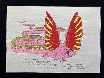 HENRY DARGER (Hecho a mano) Dibujo medios mixtos sobre papel firmado y estampado Foto 1 de 2