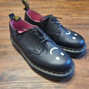 Dr Martens X Lazy Oaf Happy Sad Black Leather Bex Lo Shoes 9 - Picture 1 of 6