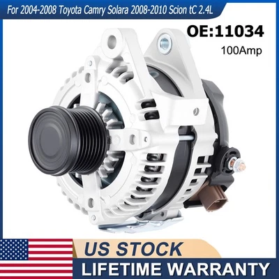 Alternator 11034 For 2004-08 Toyota Highlander SCamry olara 08-10 Scion tC 2.4L - Image 1 of 4