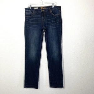 KUT from the Kloth Katy Boyfriend Jeans Womens 10 Blue Dark Wash Straight Leg - Picture 1 of 15