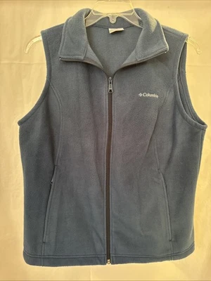 Columbia Azul Oscuro Cremallera Completa Cuello Polar Suéter Chaleco Mujer’s XL X-Large Foto 1 de 4