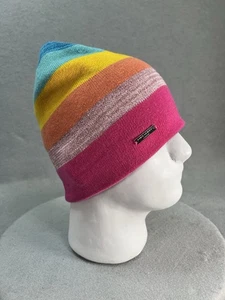 KURT GEIGER Londres Gorro Tejido Sombrero Acanalado Metal Logo Etiqueta Brillante Metálico Arco Iris - Imagen 1 de 24