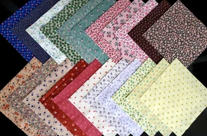 6" x 6" QUADRATE ~ Vintage kleine Blumen Baumwollstoff (22 Drucke, je 2) #30 - Bild 1 von 7