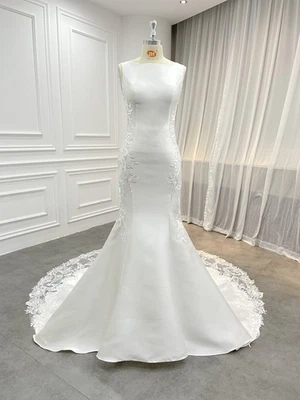 Modern Mermaid Perlenstickerei Brautkleid Hochzeitskleid cut-out Schleppe n.Maß - Bild 1 von 4