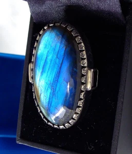 HSN Rarities by Carol Brodie Labradorite & Garnet Sterling Silver Ring Size 9 - Picture 1 of 9