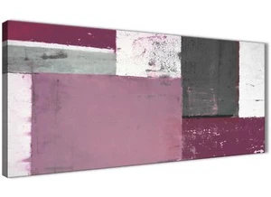 Plum Grey Abstract Painting Canvas Wall Art Picture - Modern 120cm Wide - 1342 - Picture 1 of 4
