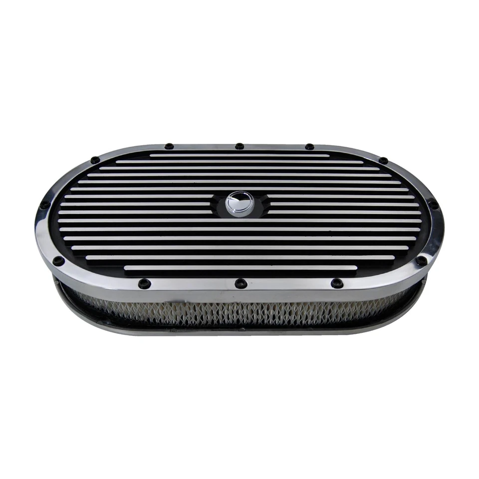 Conjunto de limpador de ar série eliminador de alumínio preto oval 12′′ x 2", elemento de papel - Imagem 1 de 1