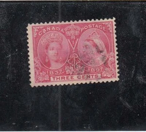 CANADA (MK5797) # 53 VF-USED 3cts QV DIAMOND JUBILEE /BRT ROSE/SMUDGED CANCEL - Picture 1 of 1