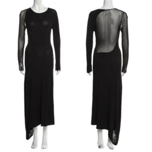 Stella McCartney Black Fine Knit Long Sleeve Asymmetrical Hem Maxi Dress Small - Picture 1 of 8