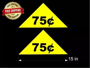 MÁQUINA EXPENDEDORA DE REFRESCOS (2) CALCOMANÍAS GRANDES AMARILLAS DE PRECIO .75 / ¡Envío gratuito! - Imagen 1 de 4