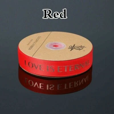 50 Yard Polyester Grosgrain Ribbons Love Is Eternal Printed Party Craft DIY Chic - Image 1 of 4