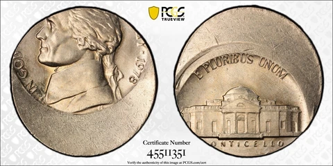 1978-P 5C JEFFERSON NICKEL MINT ERROR STRUCK 35% OFF CENTER PCGS MS64 #45511351 Cover