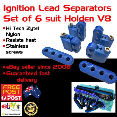 Blue Ignition Lead Separators Brackets Mounts Stainless Screws Fits Holden V8 - Image 1 of 2
