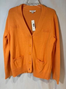Pendleton Women's Open Front Cardigan w shell buttons Orange Sz XL - Picture 1 of 3