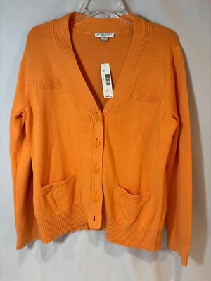 Pendleton Women's Open Front Cardigan w shell buttons Orange Sz XL - Image 1 of 3