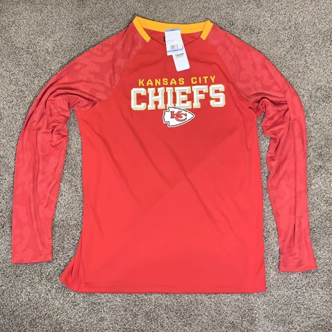 NEW MEN’S NFL Football KC Kansas City Chiefs Red Logo Long Sleeve Shirt Size L Cover