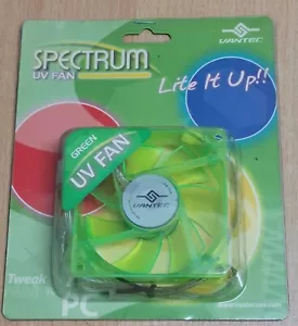 Vantec Spectrum Ultraviolet Light Reflective Fan. 8cm Green SP8025UV-GR - Picture 1 of 2