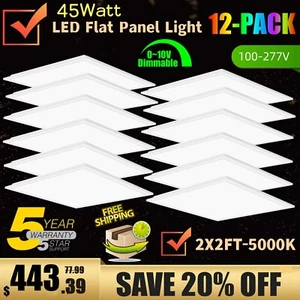 LED Flat Panel Light 2x2FT, 45Watt 5800LM Recessed Backlit Troffer Lights, 5000K - Picture 1 of 30