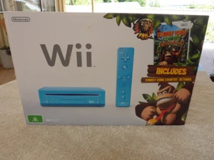 NINTENDO WII DONKEY KONG BUNDLE BLUE CONSOLE AUS EXCLUSIVE - Picture 1 of 10