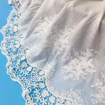 Lace Fabric Guipure Edge Lace Crochet Floral Embroidery Cotton Lace Fabric 1Yard - Photo 1/4
