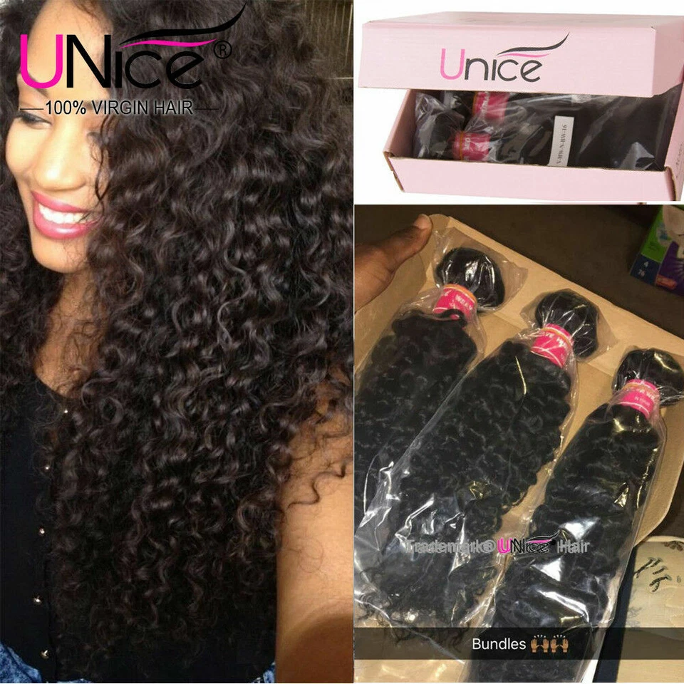 Extensiones de cabello humano rizadas brasileñas de cabello virgen UNICE HAIR 1/3 paquetes Foto 1 de 4